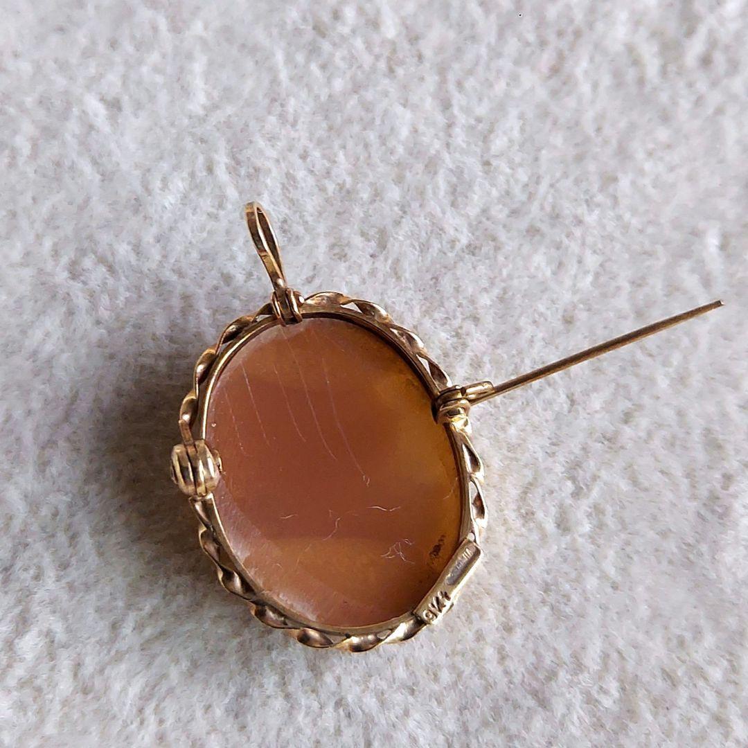 ヴィンテージ　女性　カメオ　9K ペンダントトップ&ブローチ