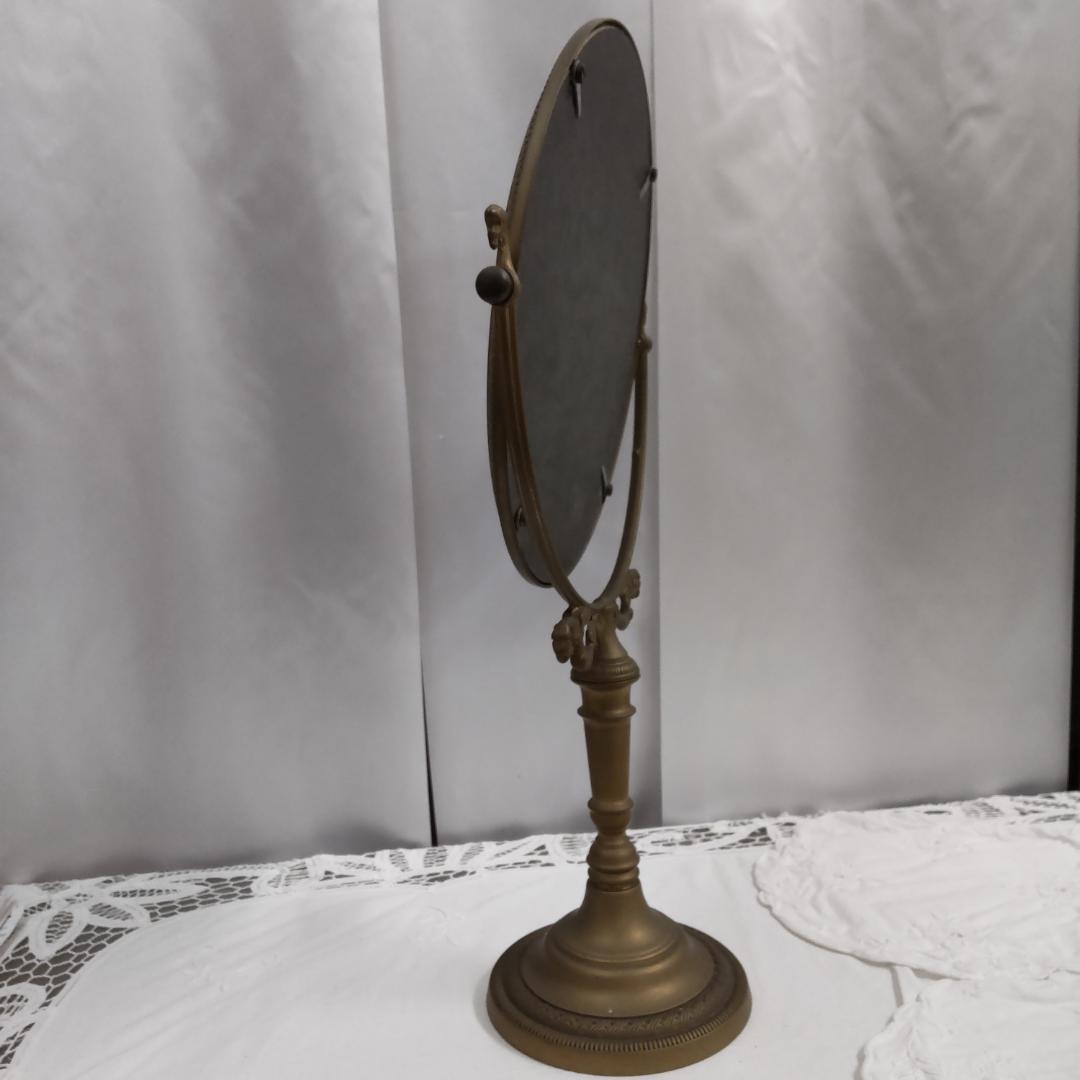 アンティーク仕上げ　鏡 ミラー スタンドミラー 卓上ミラー 卓上鏡 真鍮　ゴール