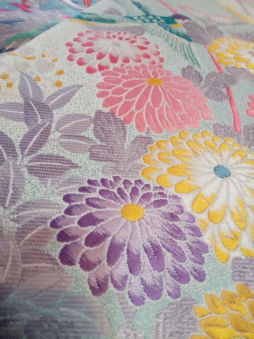 新品！正絹　豪華花刺繍の袋帯