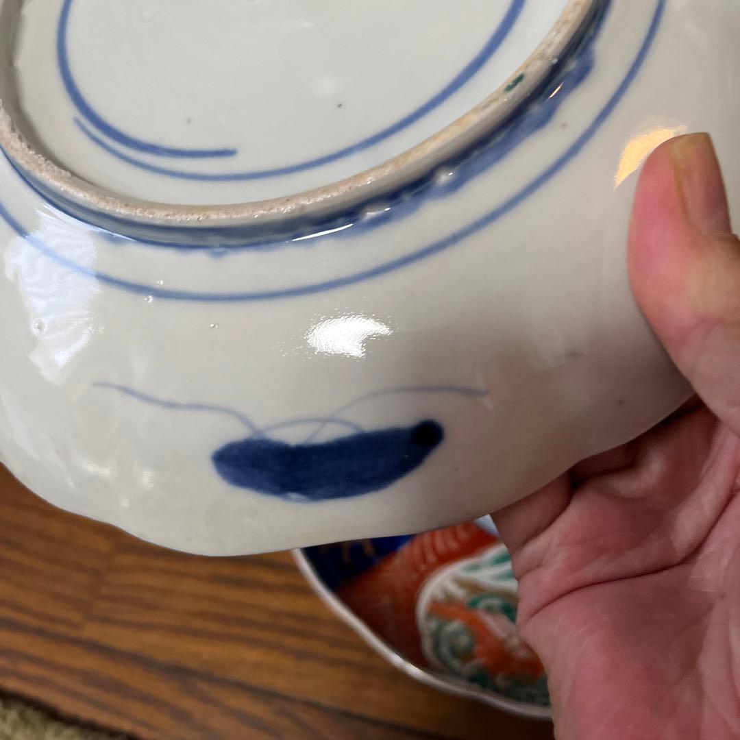 期間限定最終処分特価　古伊万里色絵　大皿五枚セット　完品　一枚おまけ　綺麗な状態
