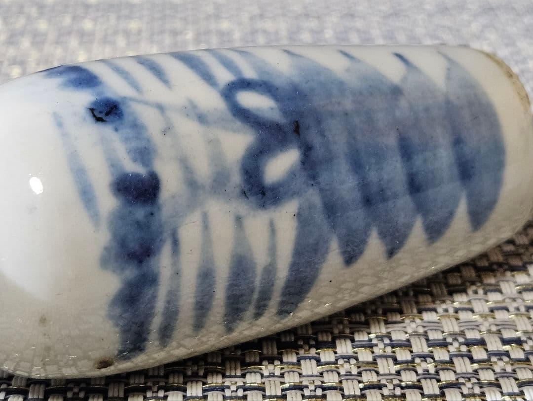 中国古美術　中国古陶磁器　清朝清代　青華　染付　水辺に鳥の図　小瓶　花入　鼻煙壺