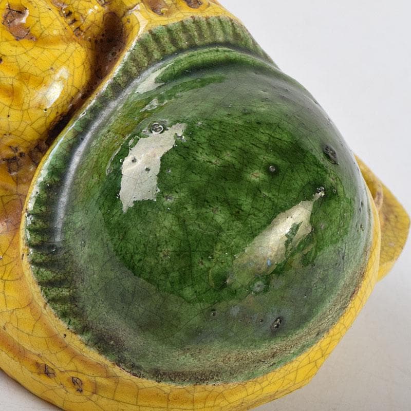 茶道具　永楽善五郎造　黄交趾　獅子形香合　共箱　M　R9339