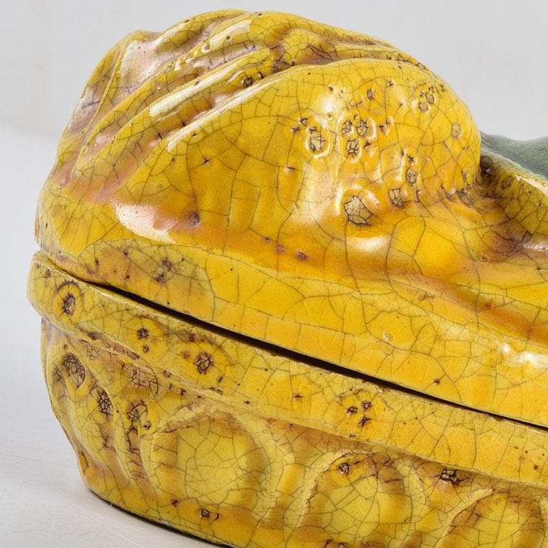 茶道具　永楽善五郎造　黄交趾　獅子形香合　共箱　M　R9339