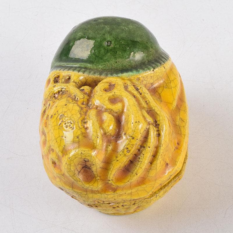 茶道具　永楽善五郎造　黄交趾　獅子形香合　共箱　M　R9339