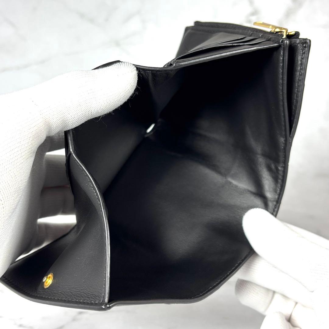 BOTTEGA VENETA ブラック 3つ折り 財布 カセット