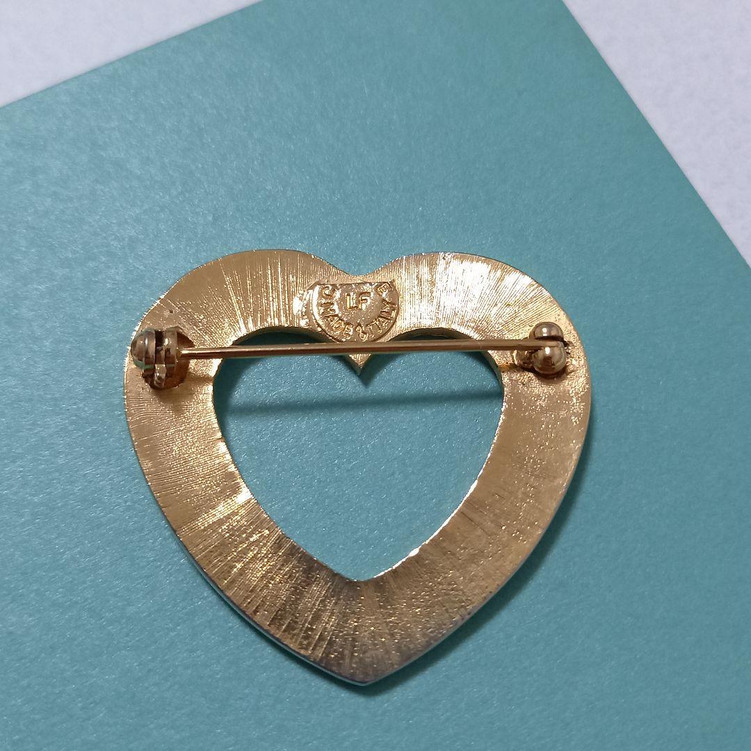 ●良品●　CELINE　セリーヌ　ブローチ　ハート　刻印　ヴィンテージ　ゴールド