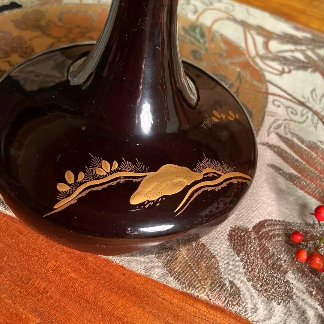 A1036 木製輪島塗　柳に鮎　金縁　蒔絵　高月　高杯　　1基（供箱付）