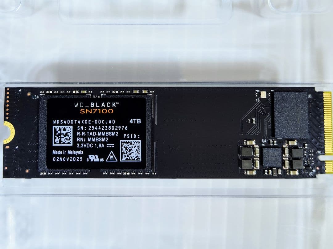 WD Black SN7100 4TB 昨年12月購入 125時間