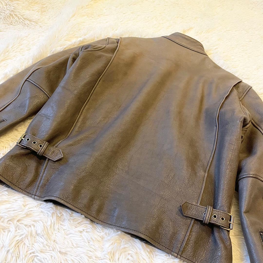 Schott★シングルライダースジャケット Lサイズ ステアハイド ブラウン系