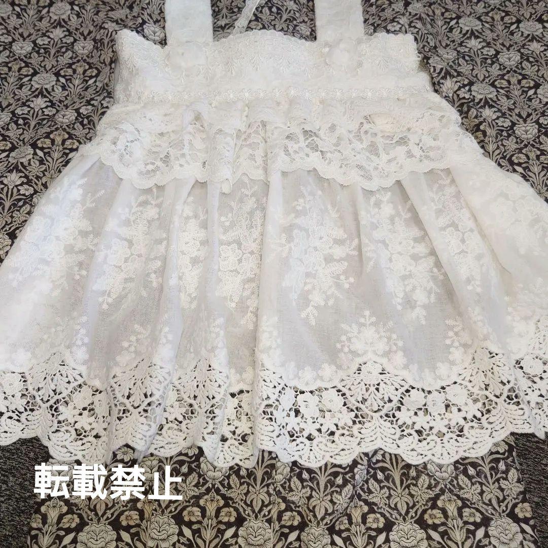 【お値下げ】３歳　フリルたっぷりレース被布エプロンとモリス調着物セット　七五三に