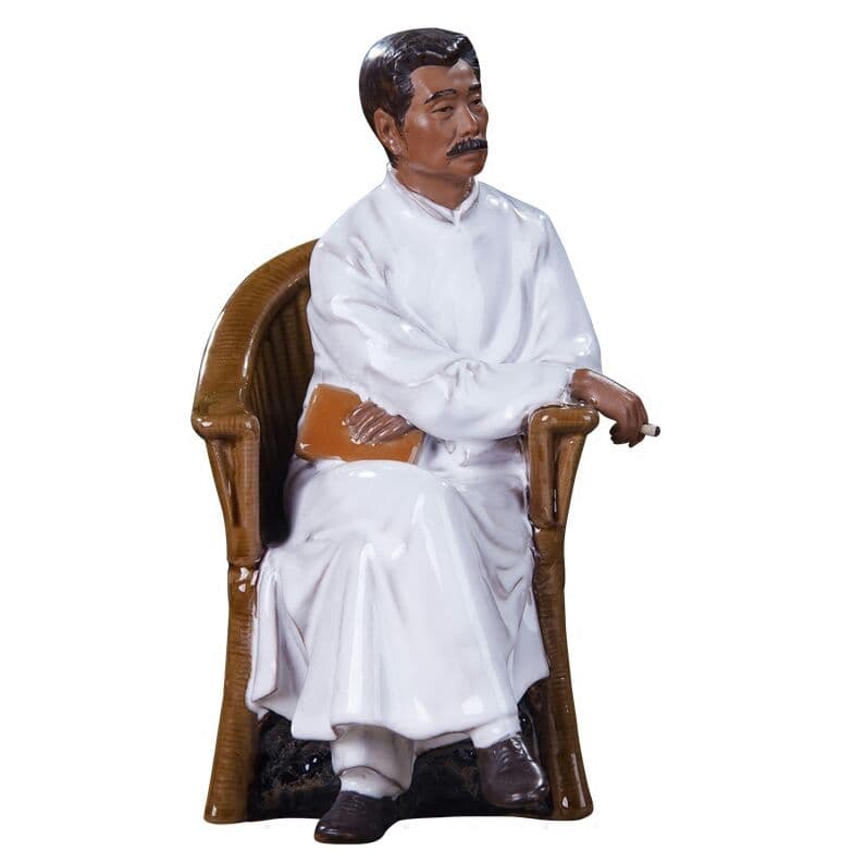 石湾公仔創意陶磁老人、鲁迅、風水弁公室装飾品