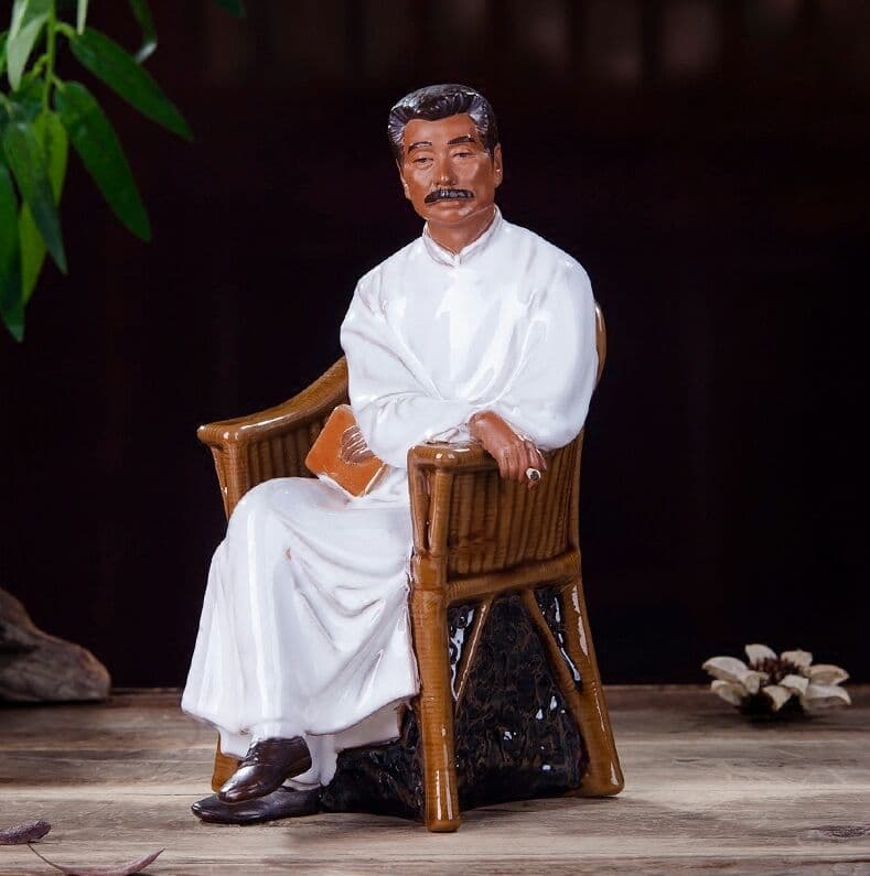 石湾公仔創意陶磁老人、鲁迅、風水弁公室装飾品