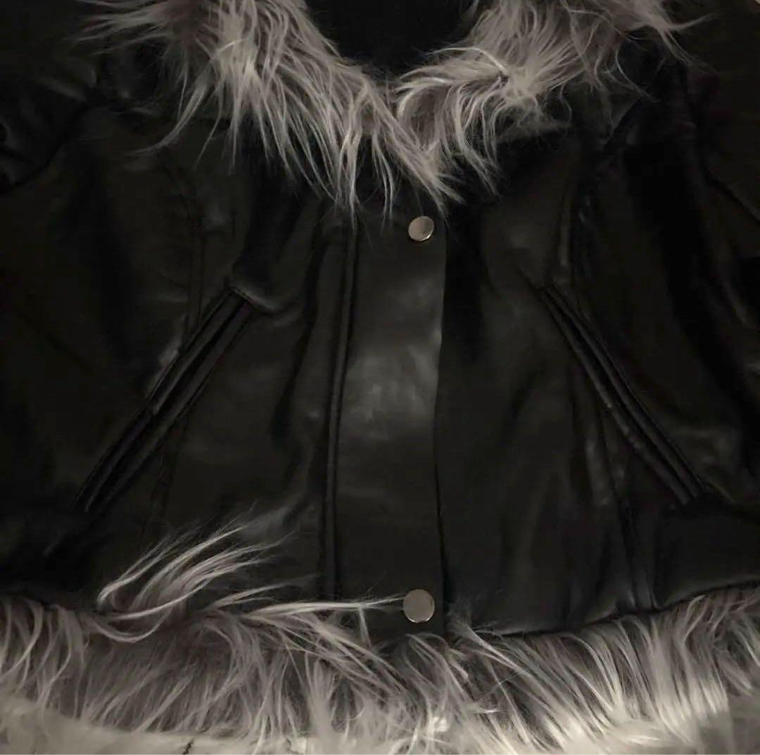 ボリュームファー 合皮 レザー y2k グランジ　平成　ギャル　パンク　お兄系