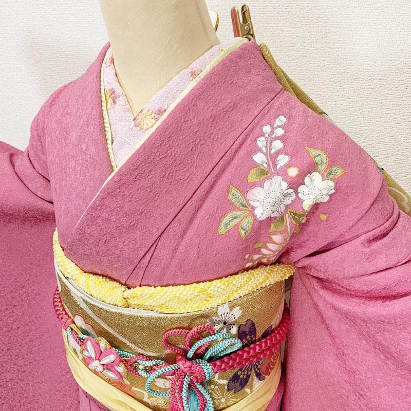 509z42,410y27☆かわいい！振袖 銀通し 辻が花絞り染 地紋☆美品