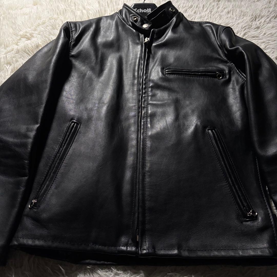 【米国製】schott ライダースジャケット　シングル　641 ブラック　本革