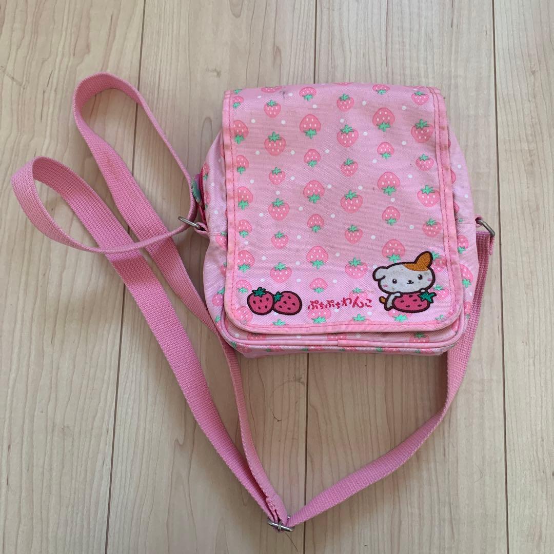 激レア　平成　サンリオ　ぷちぷちわんこ いちご柄　ショルダーバッグ　2002年