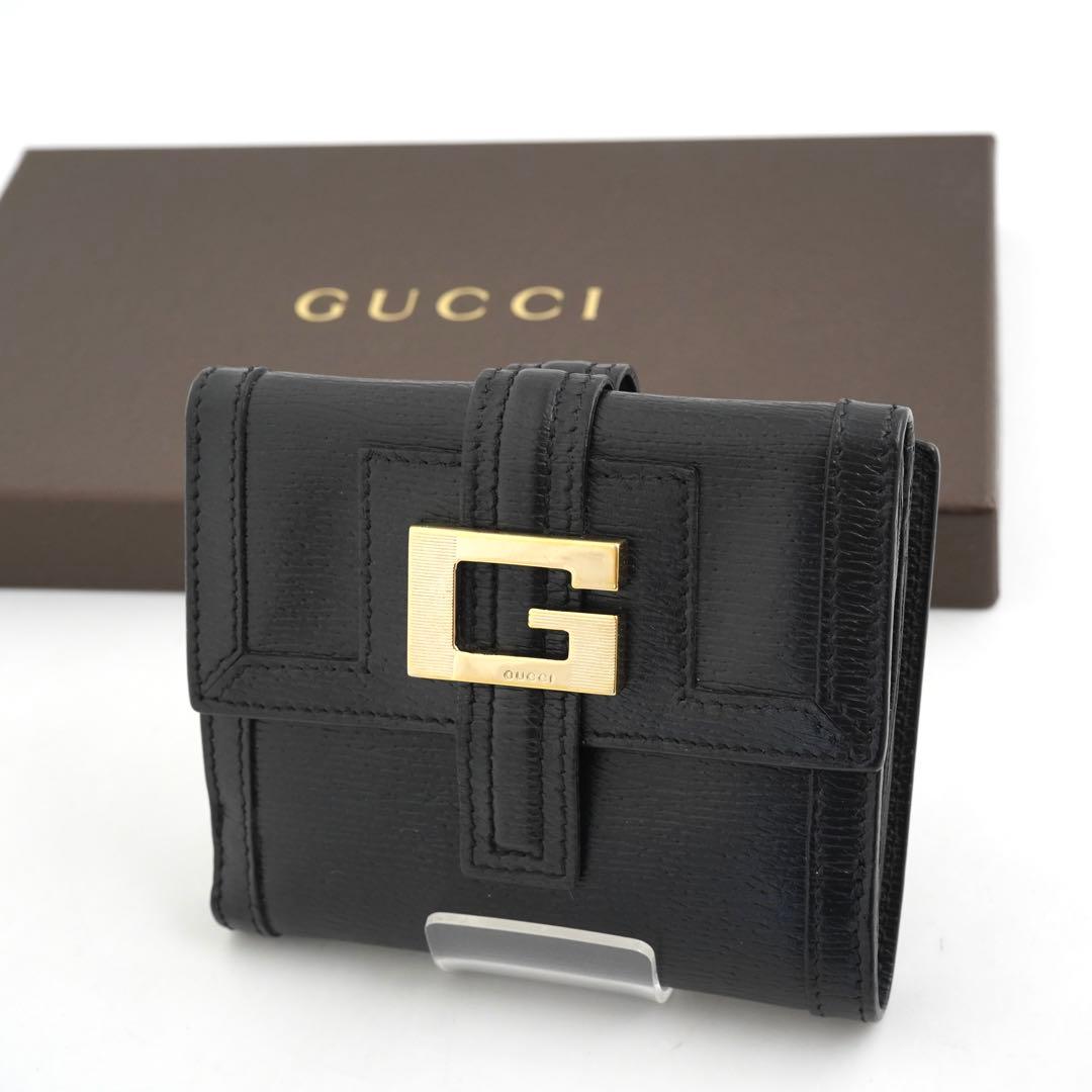 ✨未使用に近い✨　GUCCI ミニ財布　Gロゴ エンボスロゴ 二つ折り　黒色