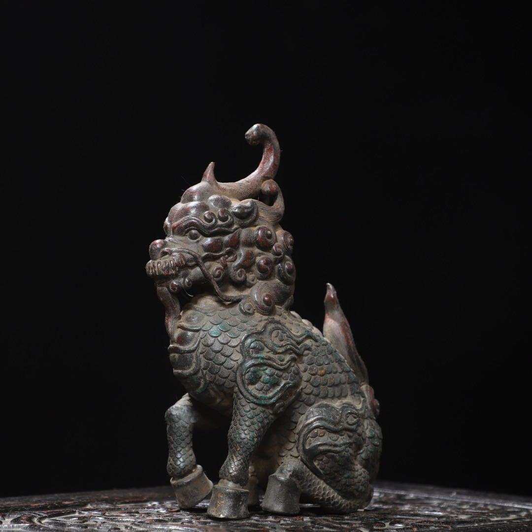 旧蔵 銅製 麒麟 置物 吉祥・繁栄・平安の象徴