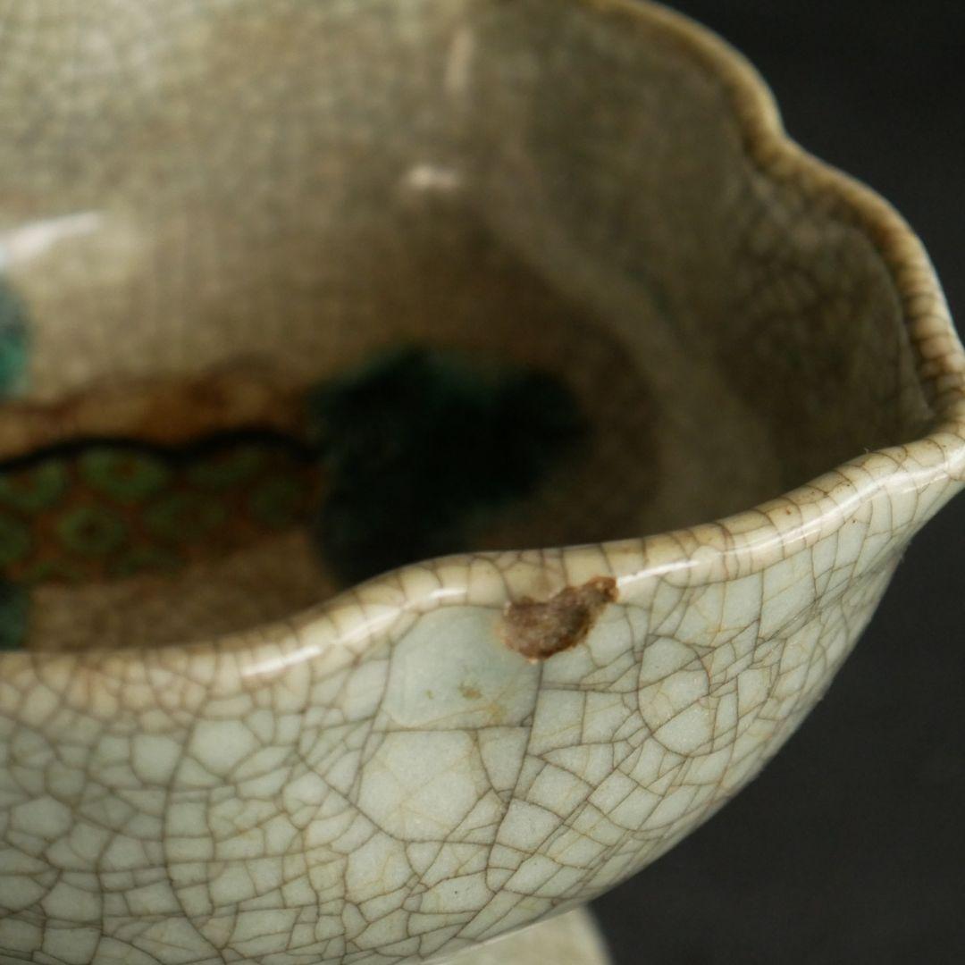 骨董 絵付け高脚杯