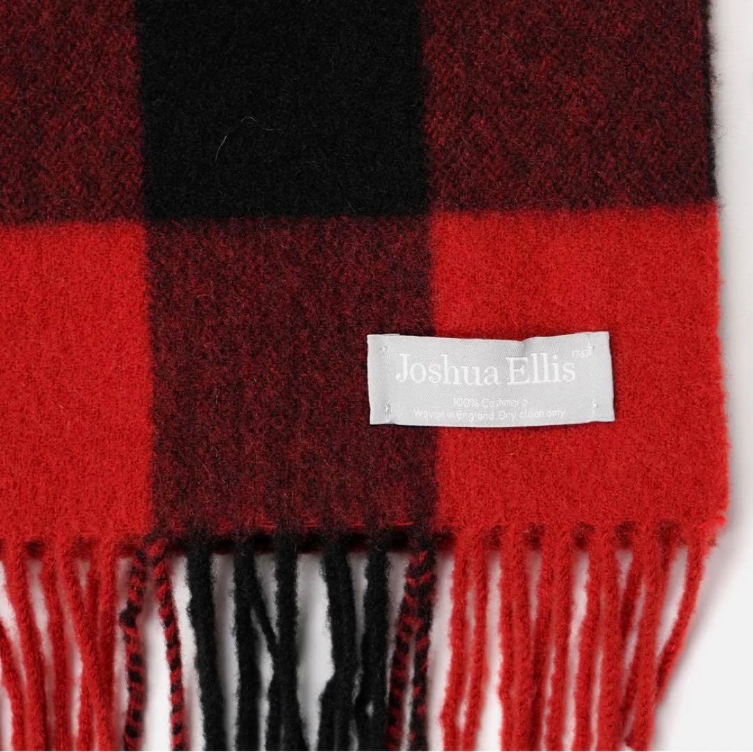 T*K様 未使用美品　Joshua Ellis 赤×黒のカシミアチェックマフラー