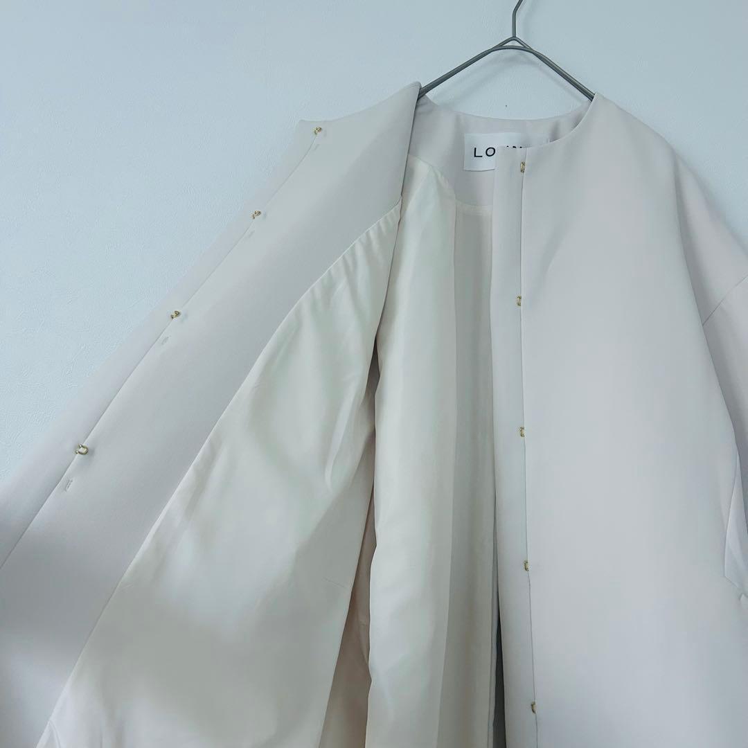 未使用級✨LOUNIE ルーニィ　ノーカラーコート　　38 ウォッシャブル