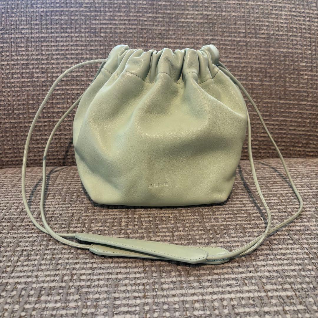 最終値下げJIL SANDER ミントグリーン 巾着ショルダーバッグ