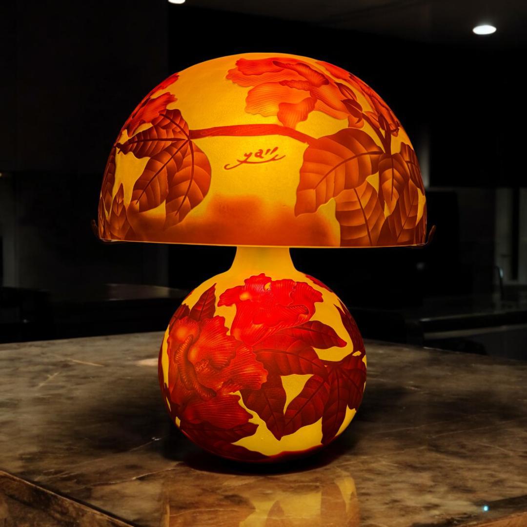 高さ35㎝【希少】【特大】エミールガレ風　レプリカ　ランプ　卓上照明