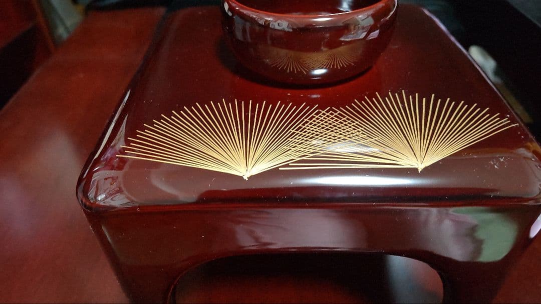 天然木加工品　輪島型〜四揃溜沈金京松