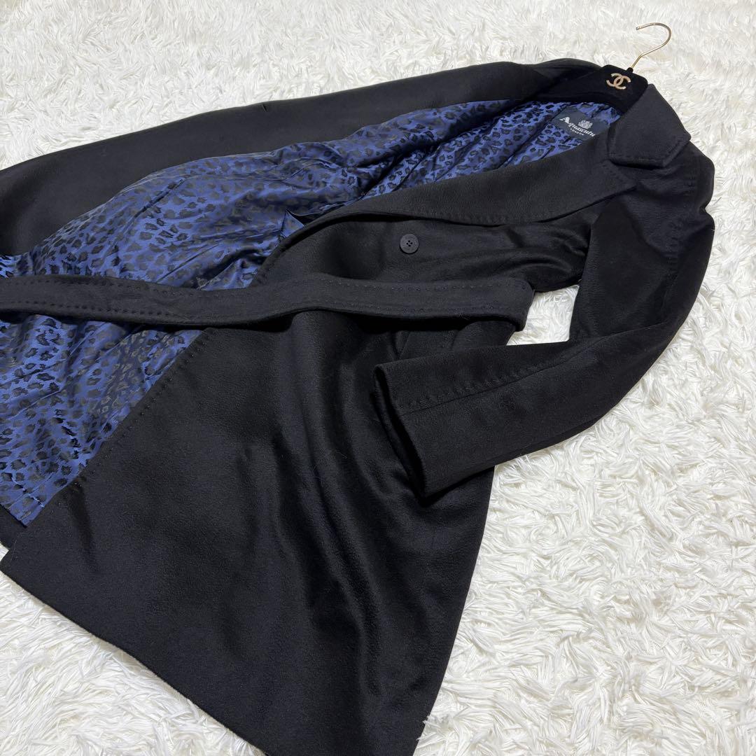 【未使用級】 アクアスキュータム レオパード カシミヤ100% チェスターコート