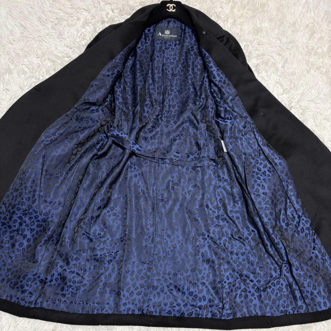 【未使用級】 アクアスキュータム レオパード カシミヤ100% チェスターコート
