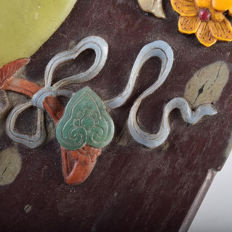 中国　玉石彫刻　貼花文　硯屏　M　R8524