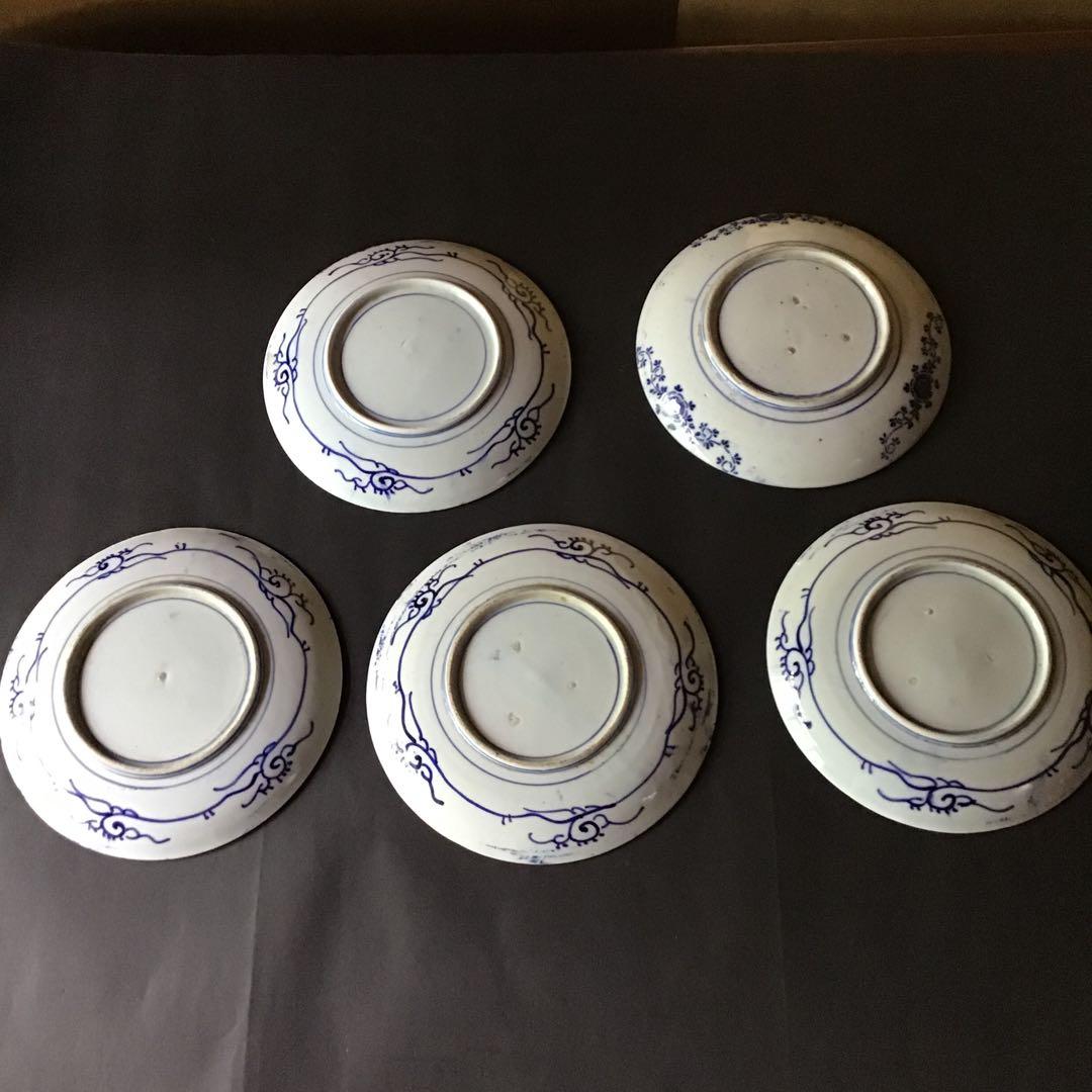 印番手7寸皿　5枚　明治期