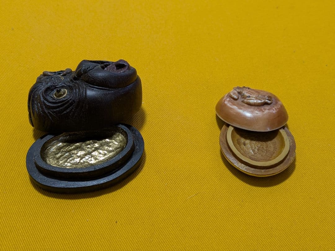 【閉店売り尽し】手彫の香合2点