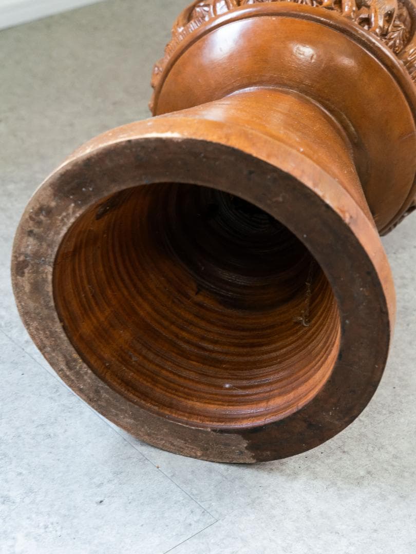 インド カシミール 木彫り スツール ヴィンテージ・アンティーク　民芸品