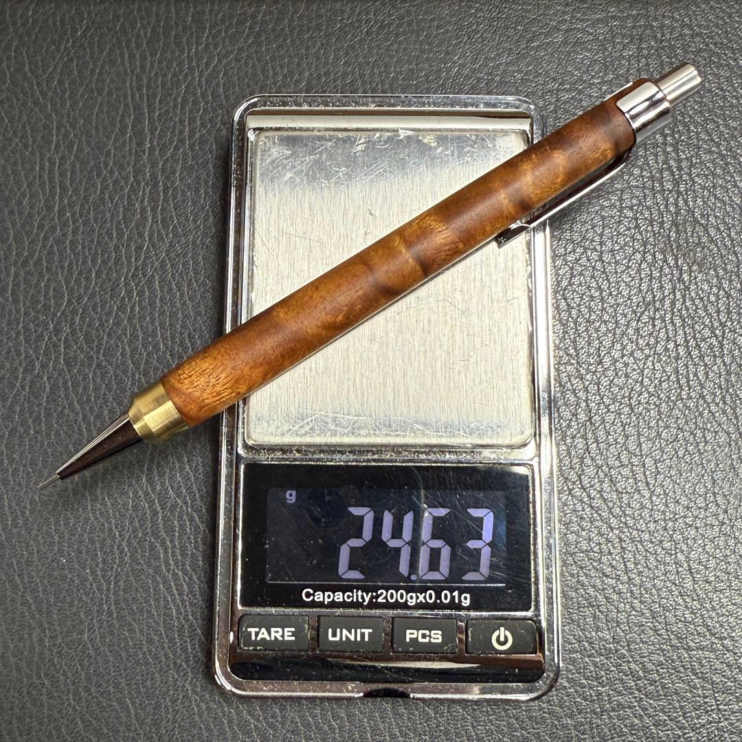 195台湾樟変わり杢　木製シャーペン　強低重心ダブルR 真鍮