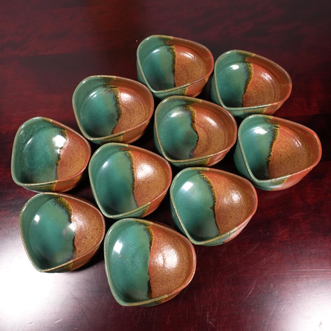 現代上野焼の第一人者 16代 熊谷保興 掛分向付 10客 共箱