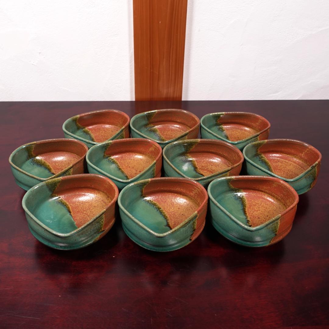 現代上野焼の第一人者 16代 熊谷保興 掛分向付 10客 共箱