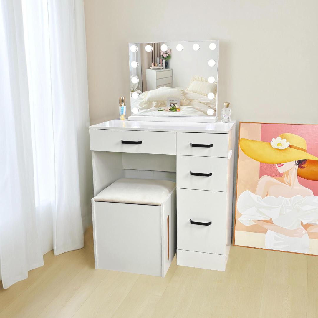 ホワイト モダン ドレッサー ミラー付き訳あり品写真をご確認103-1-①-02