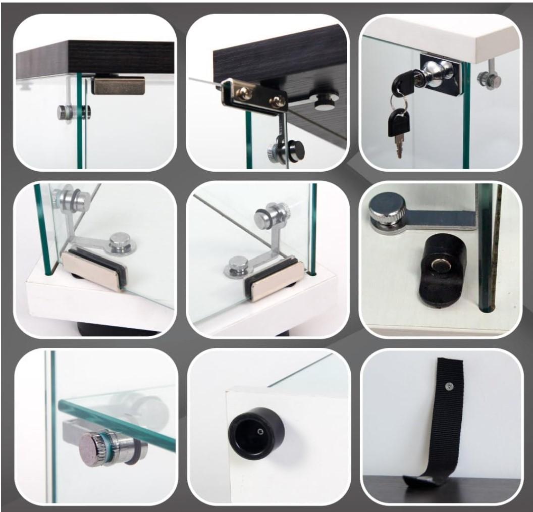 【訳あり・新品】3段ワイド 背面ミラータイプ ホワイト コレクションケース