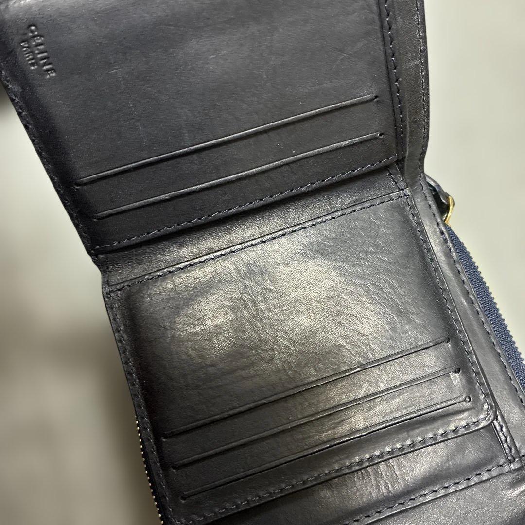 セリーヌ折財布 CELINE 二つ折り ネイビー 希少 美品