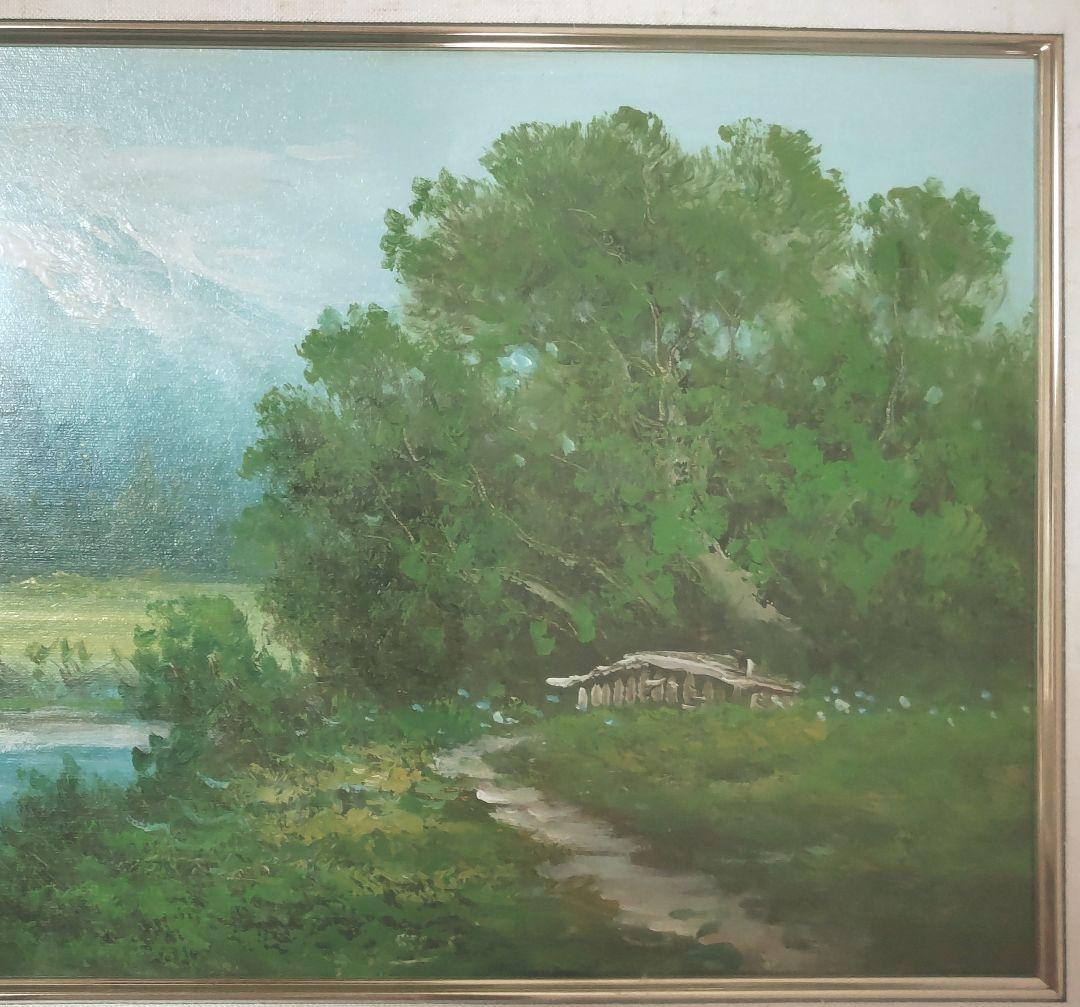 油彩　風景画　ガラスあり額縁