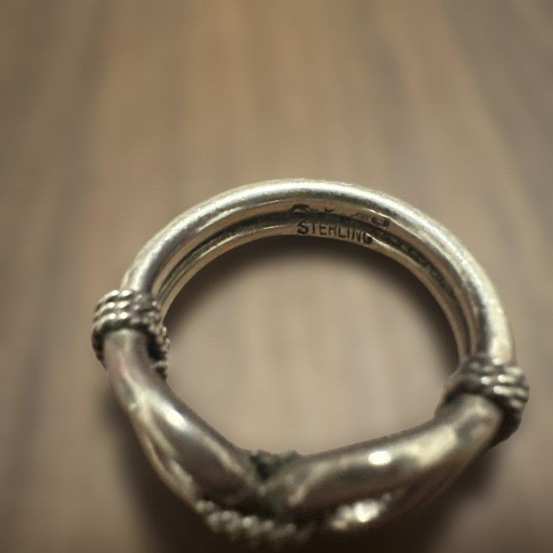 スターリングシルバー リンクデザインリング　インディアンジュエリー　18号