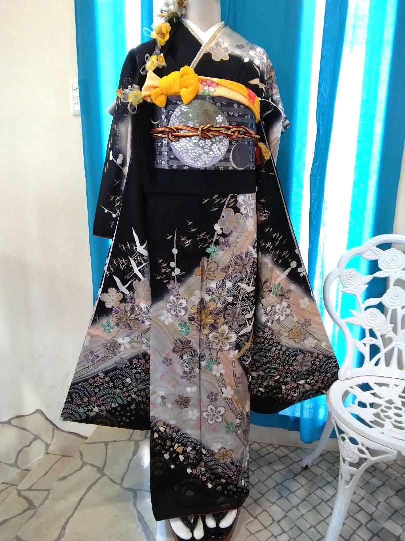 振袖フルセット、正絹振袖成人式、重ね衿帯揚げ帯締め、西陣袋帯、襦袢