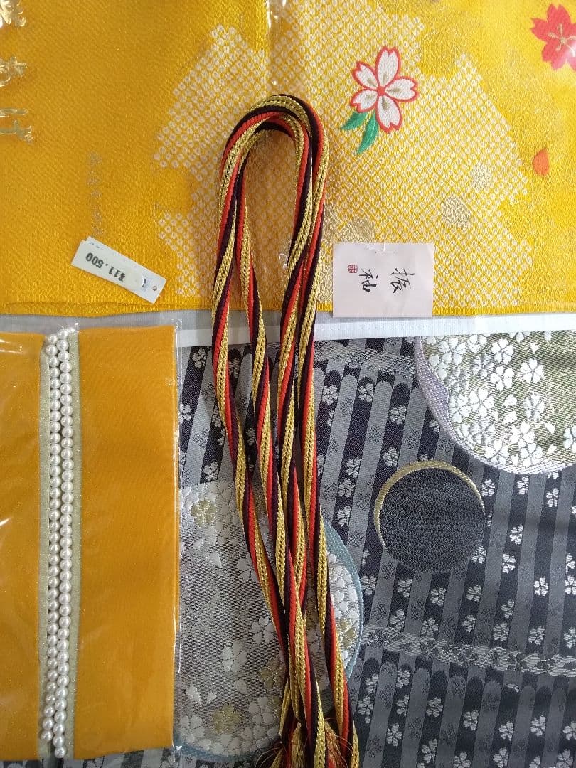 振袖フルセット、正絹振袖成人式、重ね衿帯揚げ帯締め、西陣袋帯、襦袢