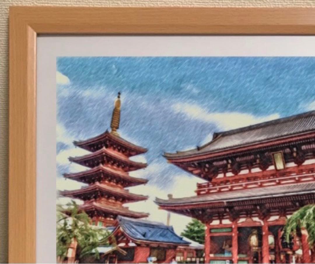 アニメ聖地巡礼絵画①鬼滅の刃　額縁25㎝×34㎝　背景原画　作家直筆サイン