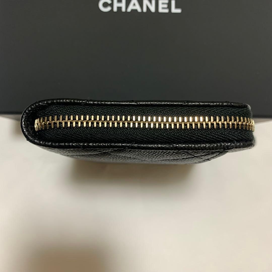 【新品】CHANEL ミニ財布 L字ファスナー キャリアスキン