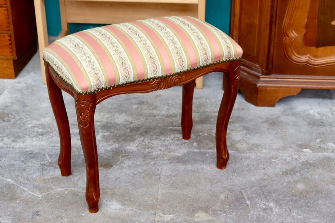 GMIK184○イタリア製 スツール チェア 椅子 猫脚 腰掛け ピンク スト