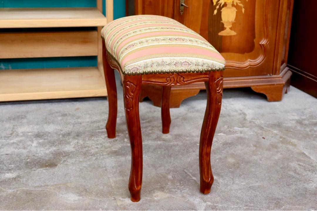 GMIK184○イタリア製 スツール チェア 椅子 猫脚 腰掛け ピンク スト