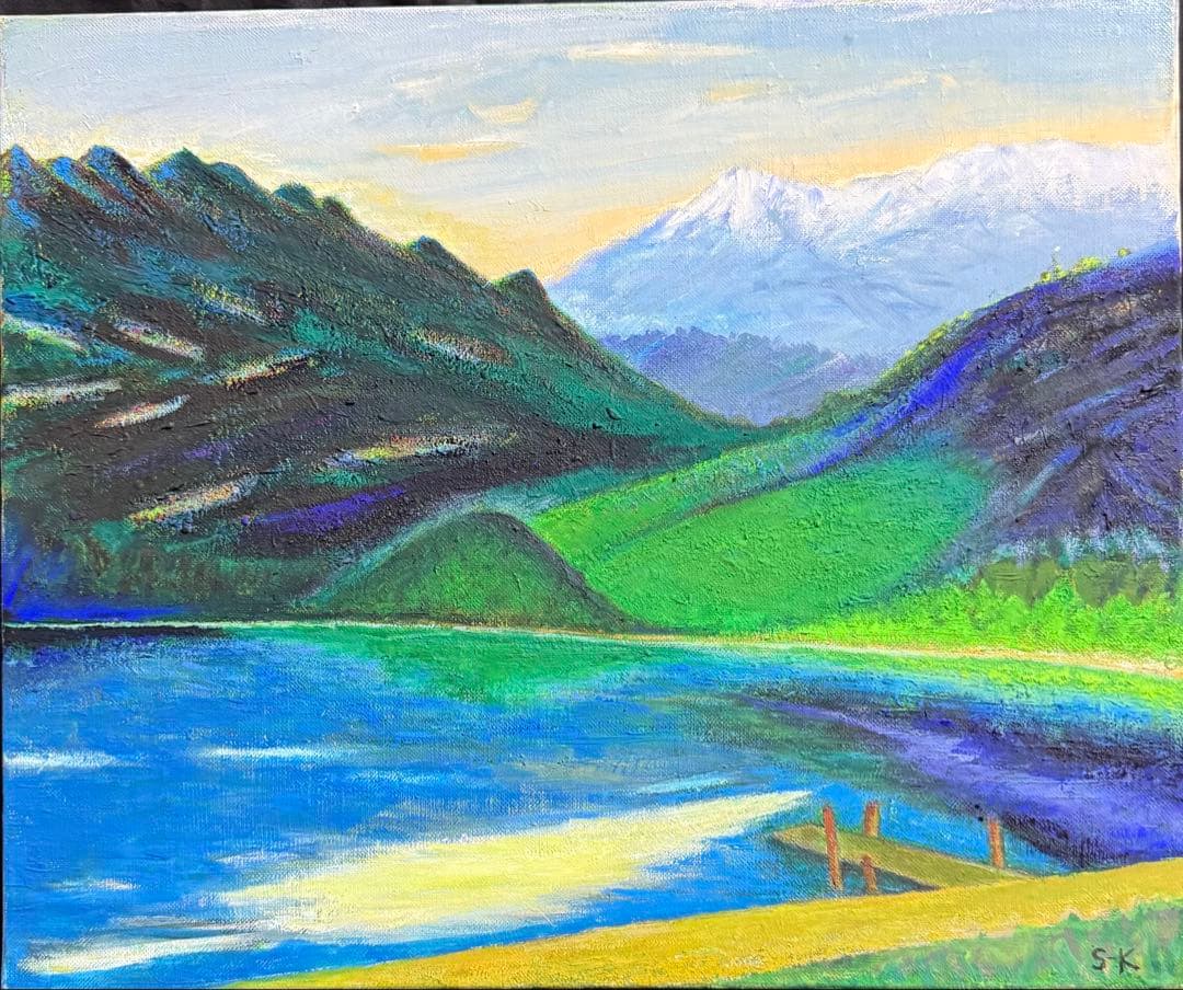 珍品　黒田清輝　【上信越 浅間】風景画 油彩画 武二識サイン入り　F8サイズ