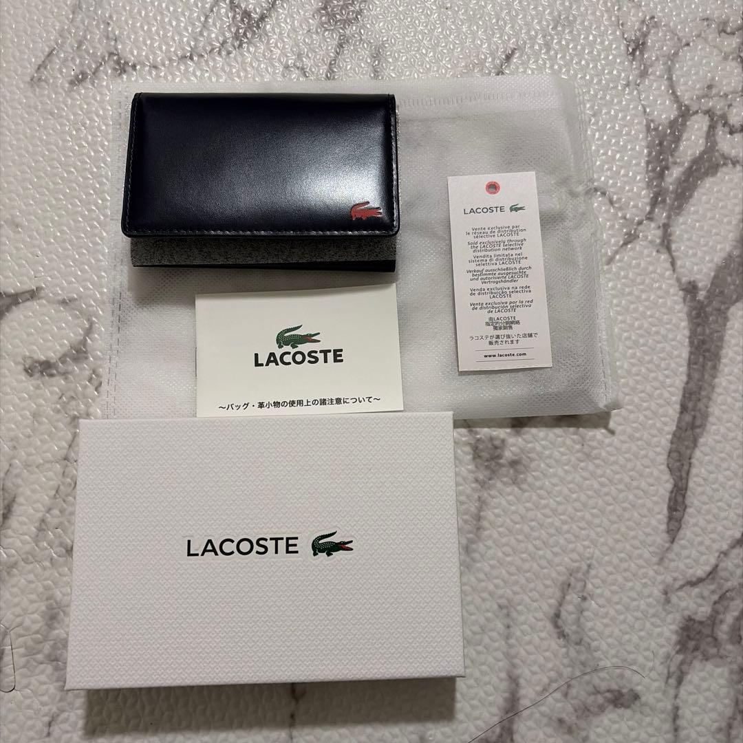 ✨️新品✨️LACOSTEネイビー本革名刺、カードケース定価より5200円引きです✨️